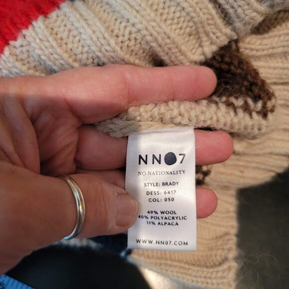 NN07 no nationality NEW BRADY wool blend Italian yarn Patterned sweater LARGE - Picture 5 of 8